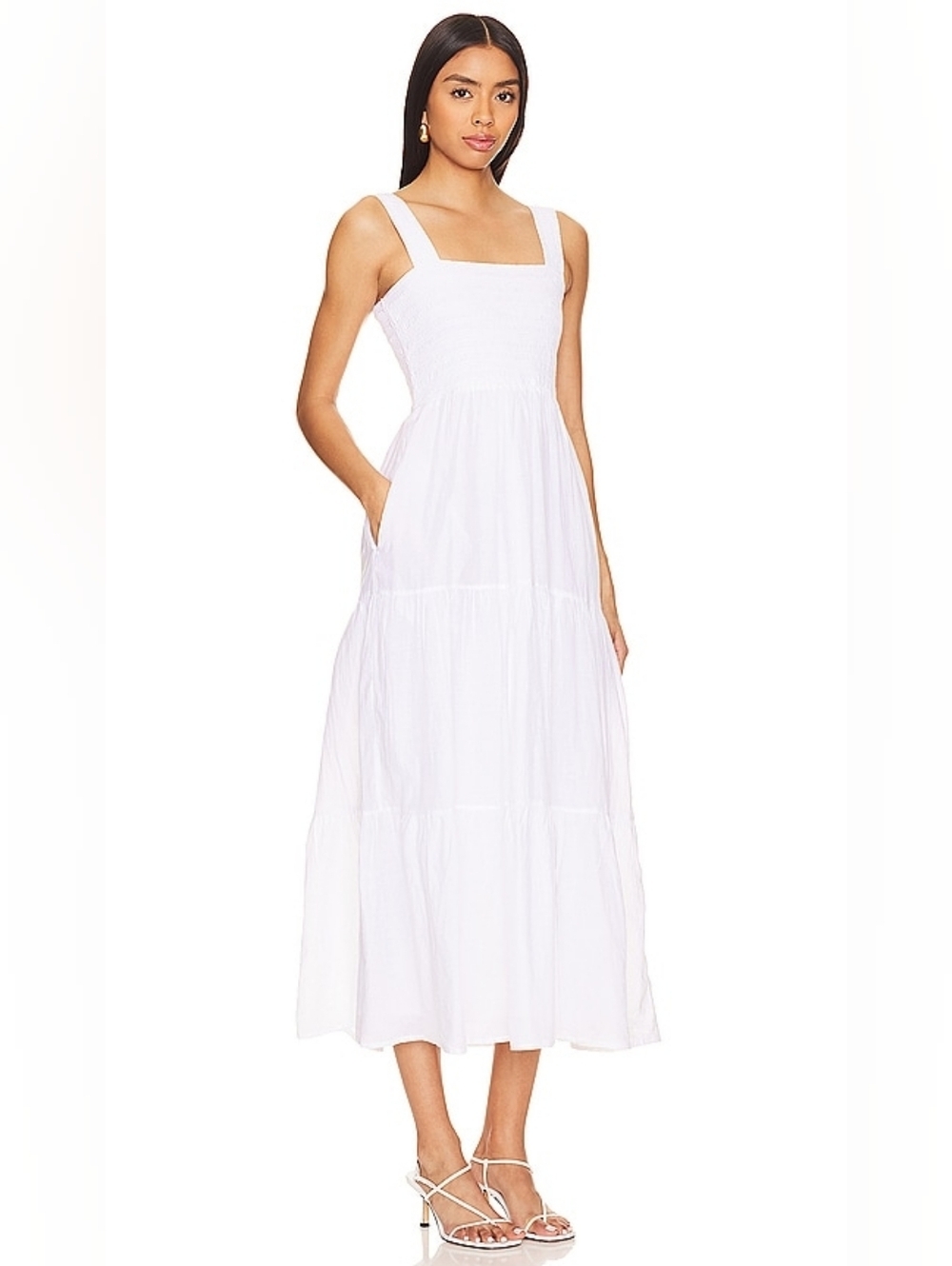 White Tiered Maxi Sundress Medium